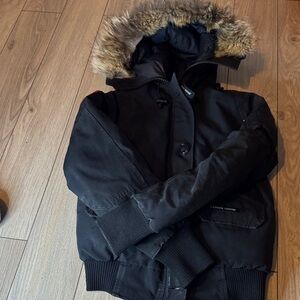 Canada Goose Black Puffer Jacket with Fur-Trim Hood